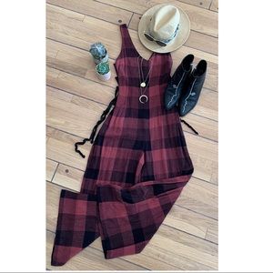 Anthropologie red and black plaid jumpsuit - NWT